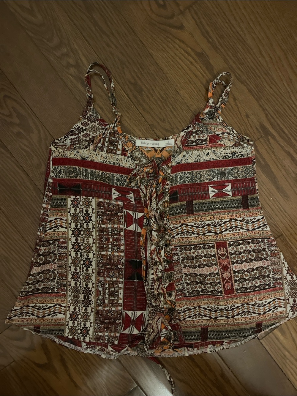 bishop + young Red, Brown & Cream Tribal Tie-Front Cami